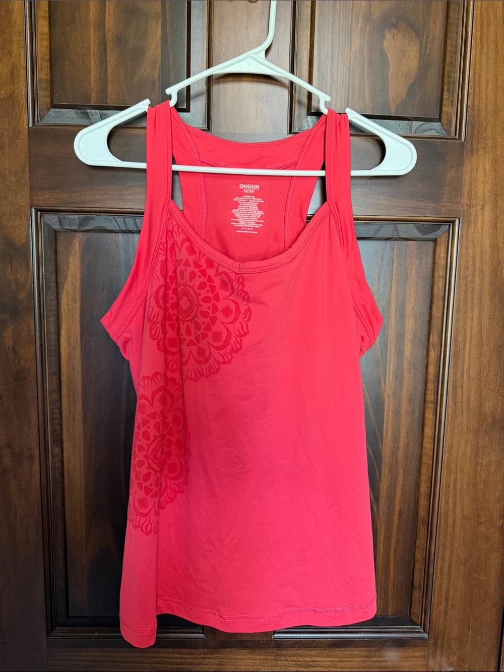 Danskin Women’s Coral Pink Racerback Tank with Floral Print